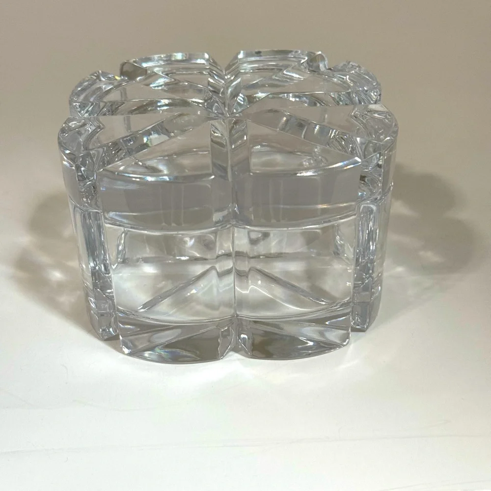 Vintage Mikasa Heavy Crystal Trinket Box Cut Glass Dish 4”